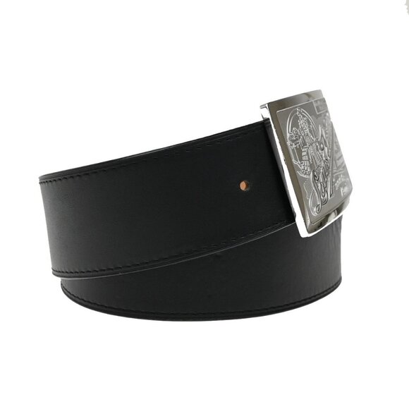 LOUIS VUITTON Ceinture Jeans Belt 85 34 Leather Black Silver Spain M6812 36KB399 - Picture 4 of 13